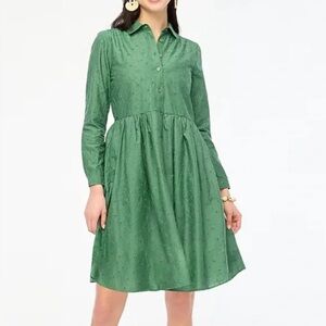 J. Crew Eyelet Long Sleeve Dress Green Size 12